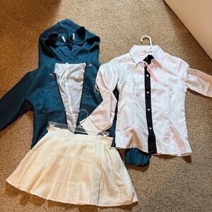 Charming Kids Dance Costume Set with White, Pink, and Black